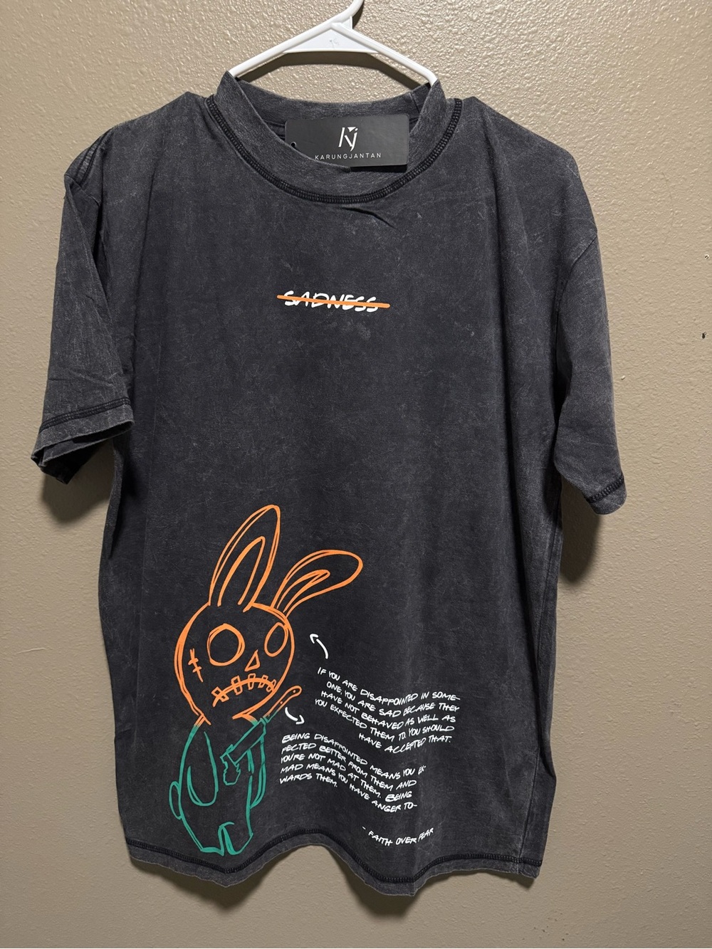 Kids' Black Graphic Bunny Tee by
